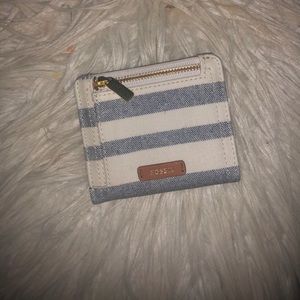 Blue & white striped Fossil wallet